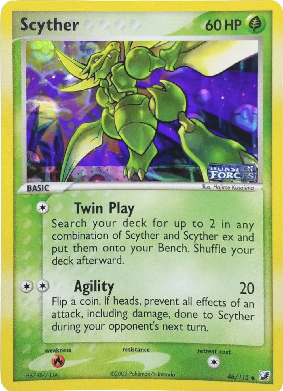 Scyther (46/115) (Stamped) [EX: Unseen Forces] | Dumpster Cat Games