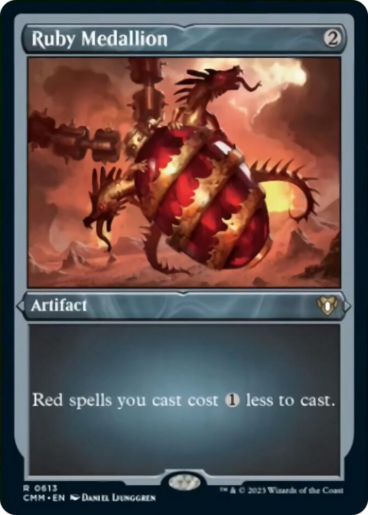 Ruby Medallion (Foil Etched) [Commander Masters] | Dumpster Cat Games