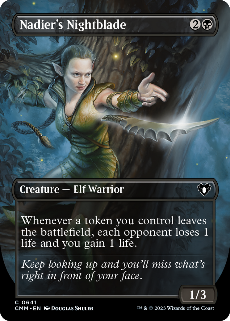 Nadier's Nightblade (Borderless Alternate Art) [Commander Masters] | Dumpster Cat Games
