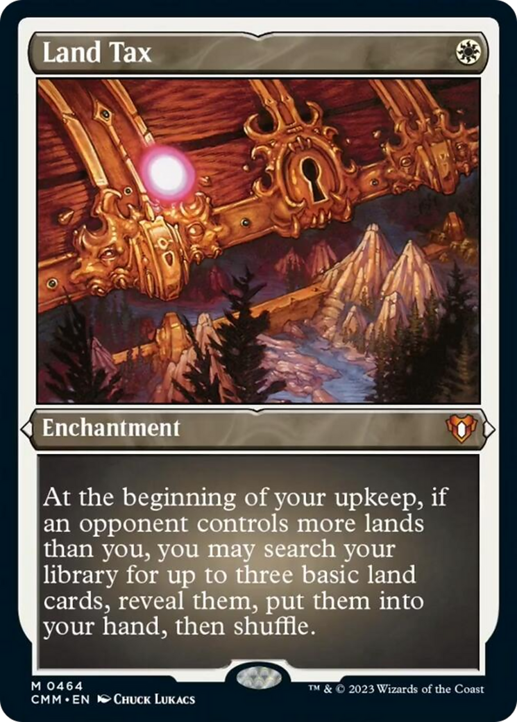 Land Tax (Foil Etched) [Commander Masters] | Dumpster Cat Games