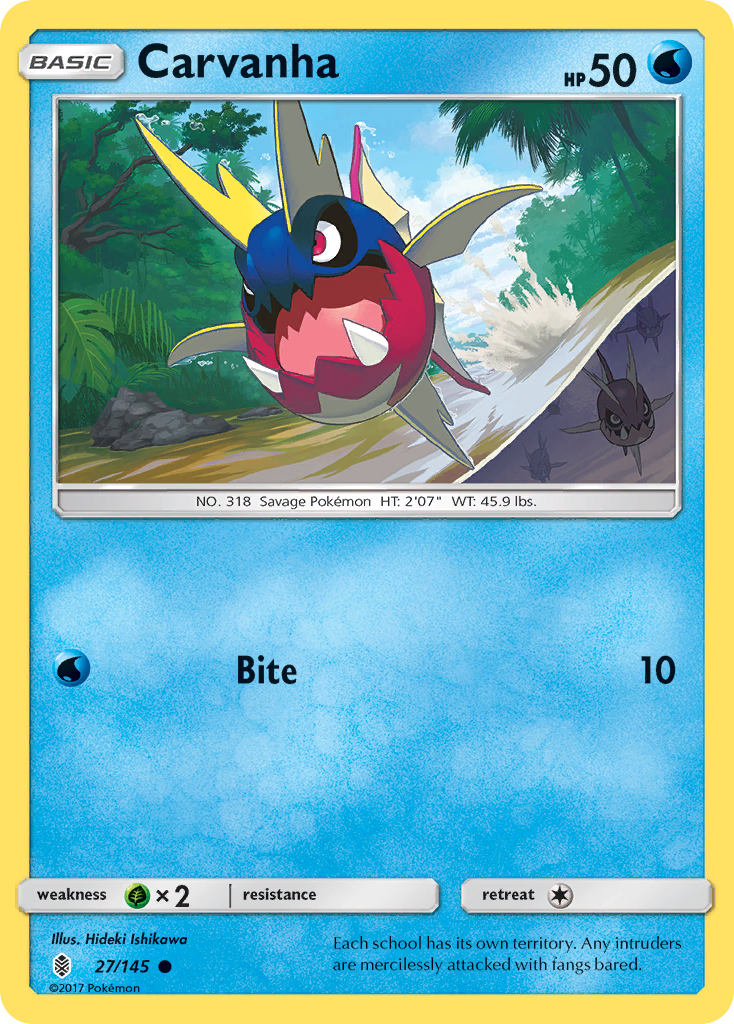 Carvanha (27/145) [Sun & Moon: Guardians Rising] | Dumpster Cat Games