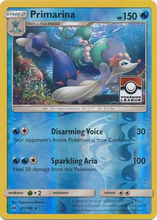 Primarina (41/149) (League Promo) [Sun & Moon: Base Set] | Dumpster Cat Games