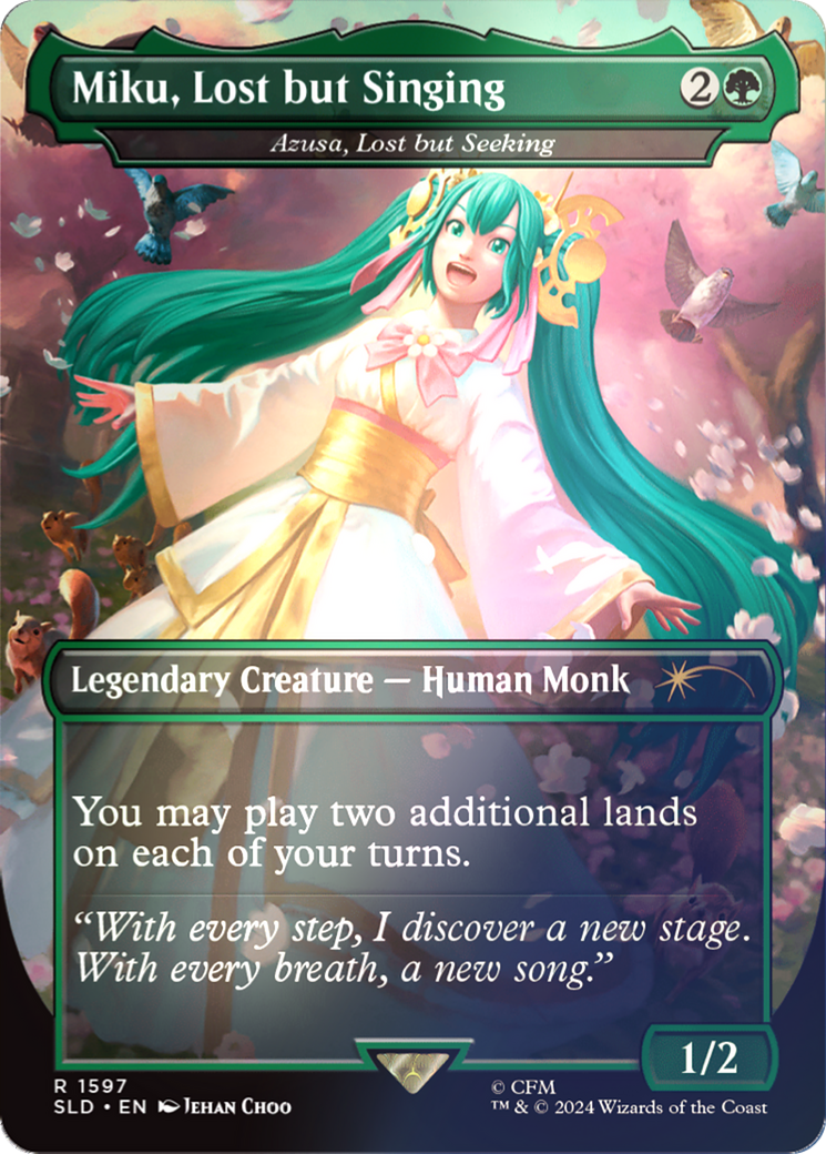 Miku, Lost but Singing - Azusa, Lost but Seeking (Rainbow Foil) [Secret Lair Drop Series] | Dumpster Cat Games