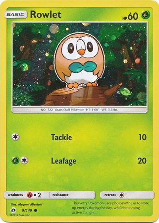 Rowlet (9/149) (Cosmos Holo) [Sun & Moon: Base Set] | Dumpster Cat Games