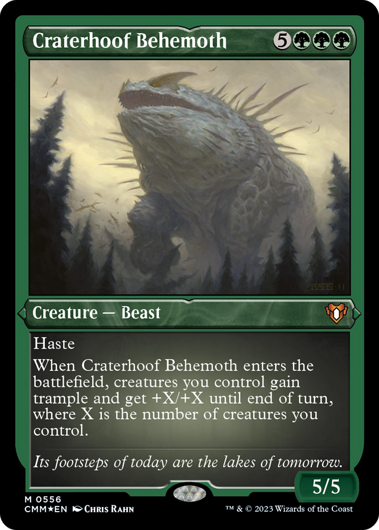 Craterhoof Behemoth (Foil Etched) [Commander Masters] | Dumpster Cat Games