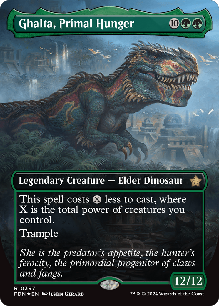 Ghalta, Primal Hunger (Borderless) (Mana Foil) [Foundations] | Dumpster Cat Games