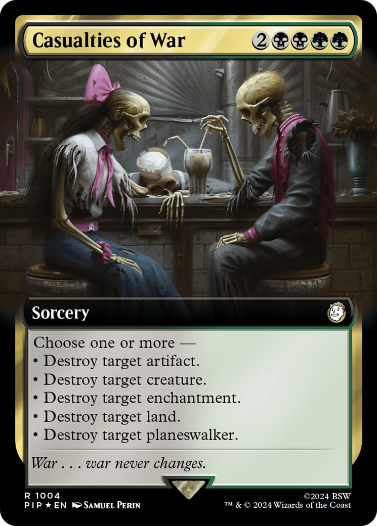 Casualties of War (Extended Art) (Surge Foil) [Fallout] | Dumpster Cat Games
