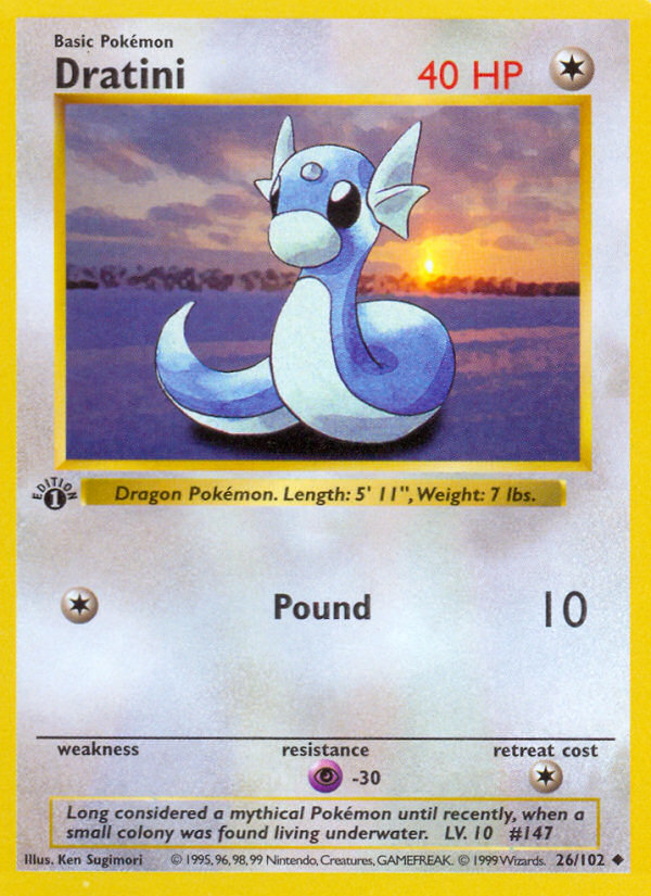 Dratini (26/102) (Shadowless) [Base Set 1st Edition] | Dumpster Cat Games