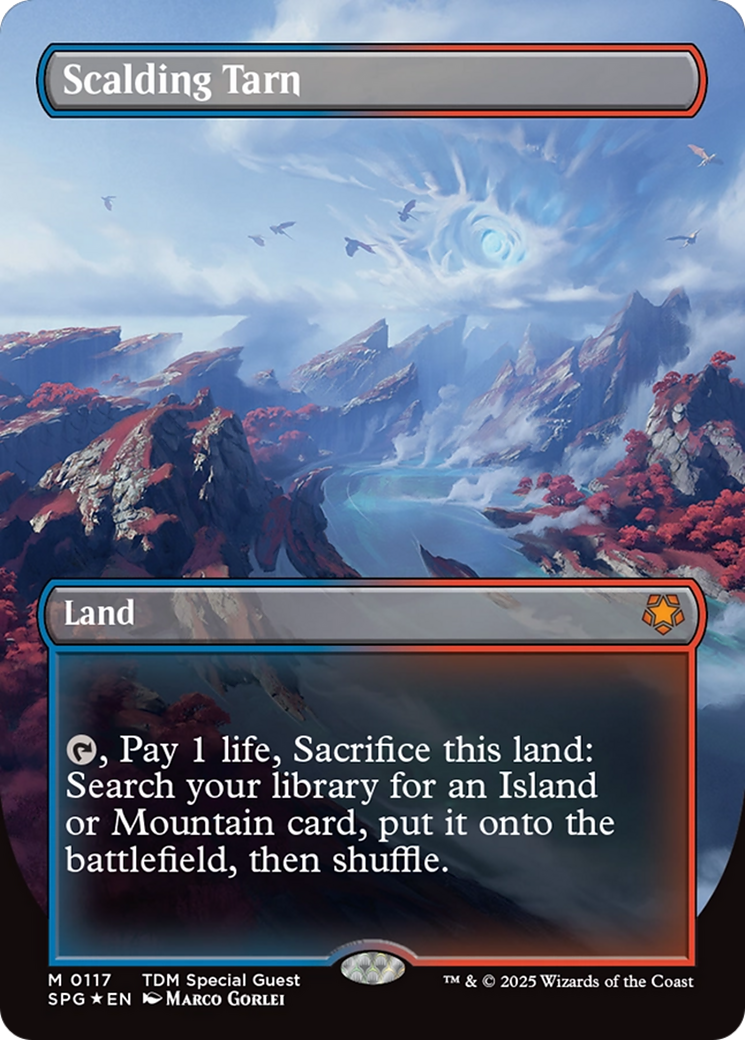 Scalding Tarn (Borderless) (Dragonscale Foil) [Tarkir: Dragonstorm Special Guests] | Dumpster Cat Games