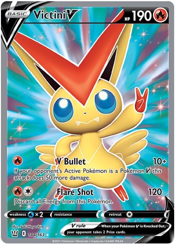 Victini V (144/163) [Sword & Shield: Battle Styles] | Dumpster Cat Games