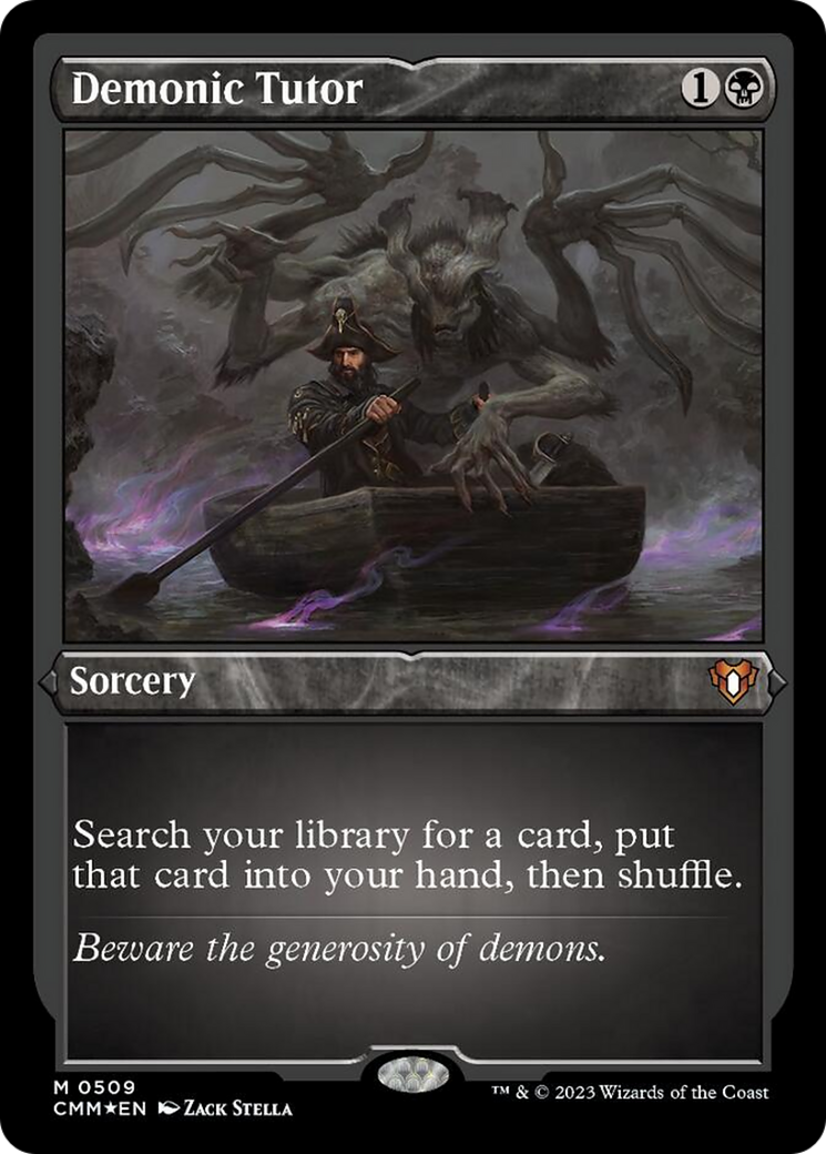Demonic Tutor (Foil Etched) [Commander Masters] | Dumpster Cat Games