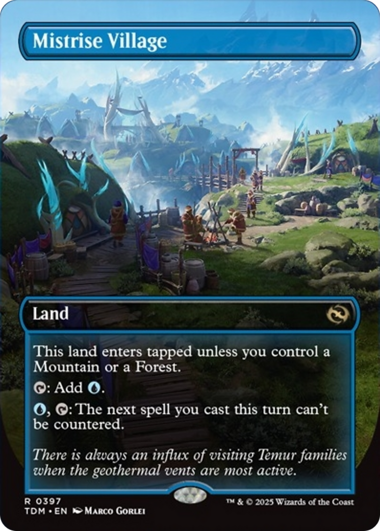 Mistrise Village (Borderless) [Tarkir: Dragonstorm] | Dumpster Cat Games