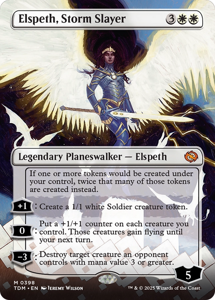 Elspeth, Storm Slayer (Borderless) [Tarkir: Dragonstorm] | Dumpster Cat Games