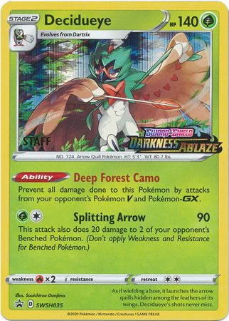 Decidueye (SWSH035) (Staff Prerelease Promo) [Sword & Shield: Black Star Promos] | Dumpster Cat Games