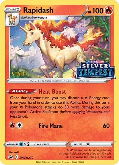 Rapidash (SWSH270) (Prerelease) (Staff) [Sword & Shield: Black Star Promos] | Dumpster Cat Games