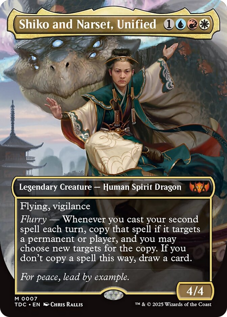 Shiko and Narset, Unified (Borderless) [Tarkir: Dragonstorm Commander] | Dumpster Cat Games