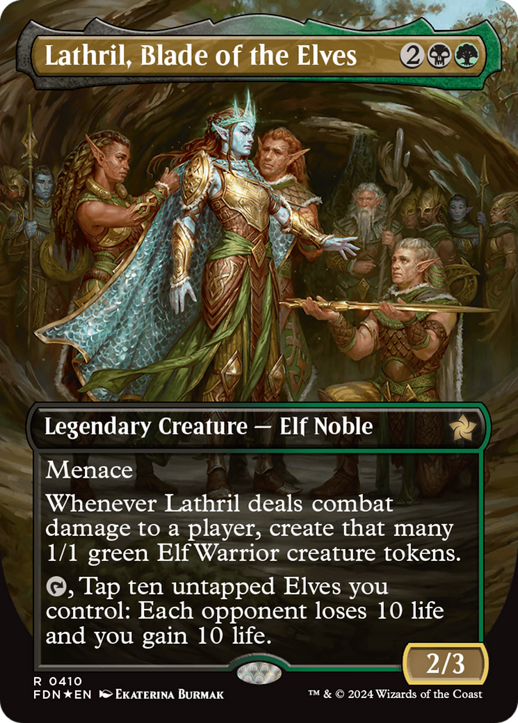 Lathril, Blade of the Elves (Borderless) (Mana Foil) [Foundations] | Dumpster Cat Games