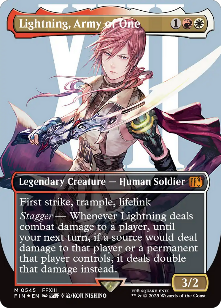 Lightning, Army of One (Borderless) (Surge Foil) [FINAL FANTASY] | Dumpster Cat Games