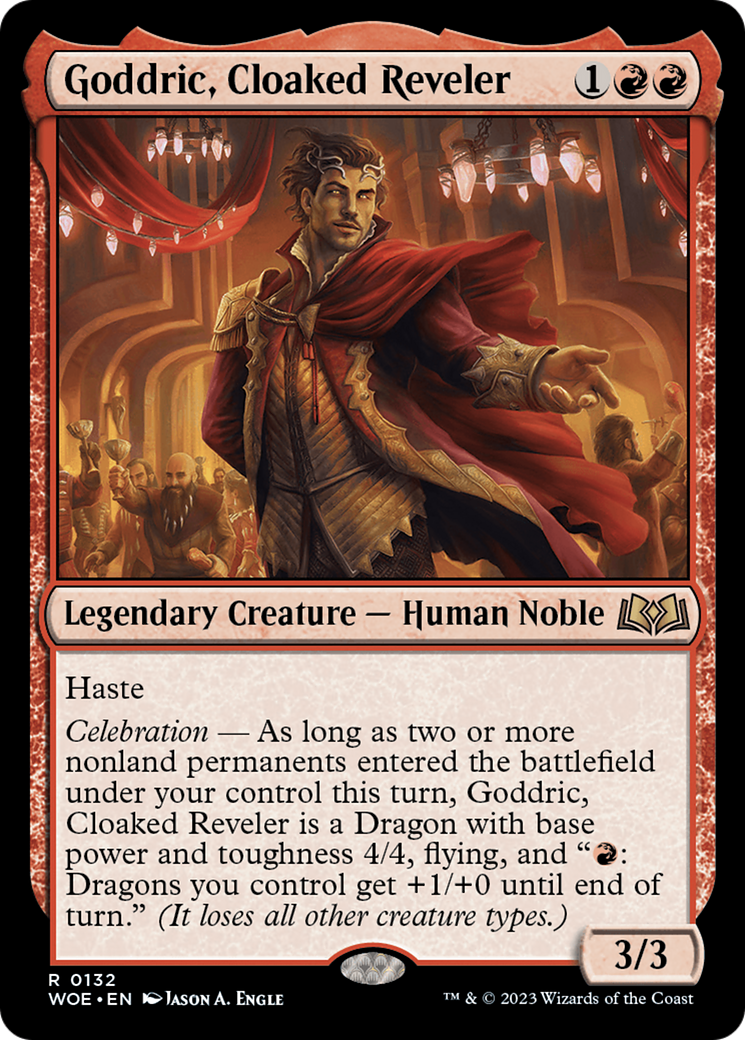 Goddric, Cloaked Reveler [Wilds of Eldraine] | Dumpster Cat Games