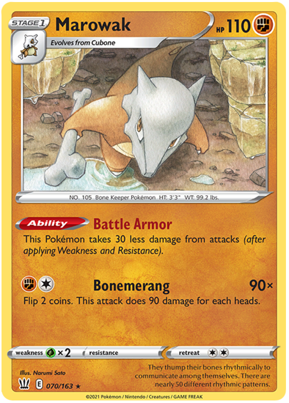 Marowak (070/163) [Sword & Shield: Battle Styles] | Dumpster Cat Games