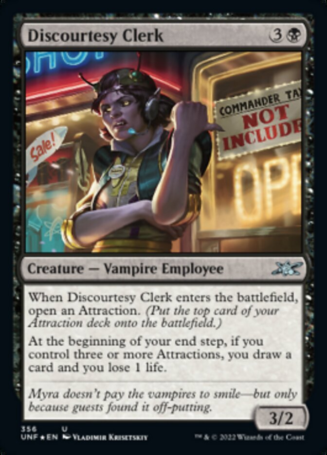 Discourtesy Clerk (Galaxy Foil) [Unfinity] | Dumpster Cat Games