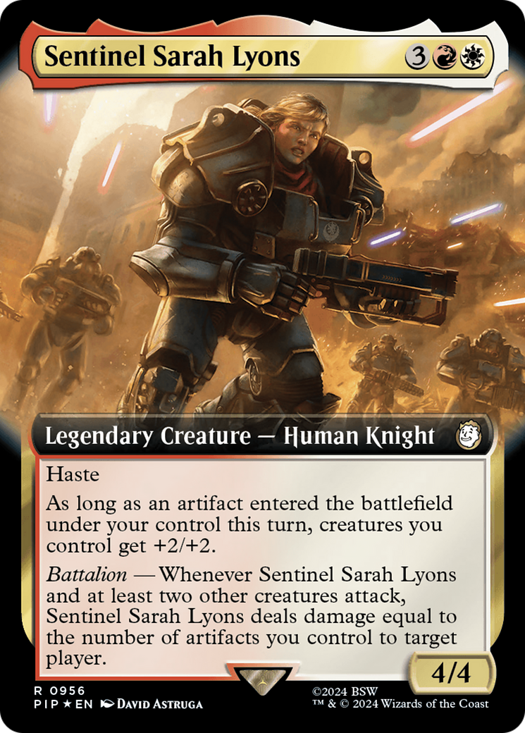 Sentinel Sarah Lyons (Extended Art) (Surge Foil) [Fallout] | Dumpster Cat Games