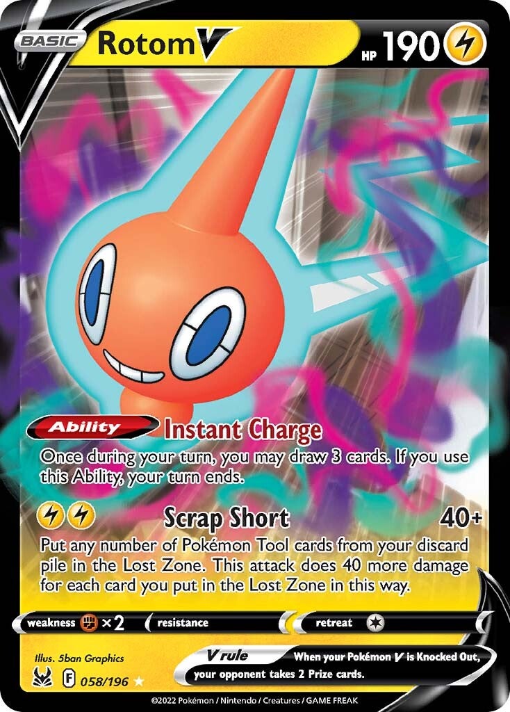 Rotom V (058/196) [Sword & Shield: Lost Origin] | Dumpster Cat Games