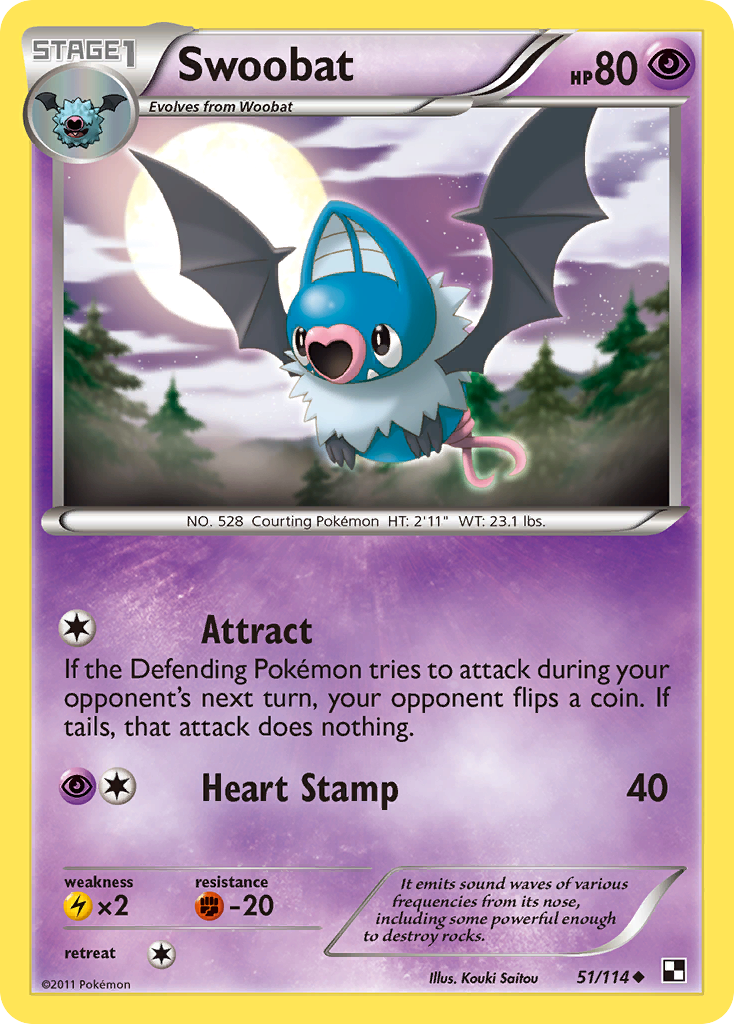 Swoobat (51/114) [Black & White: Base Set] | Dumpster Cat Games