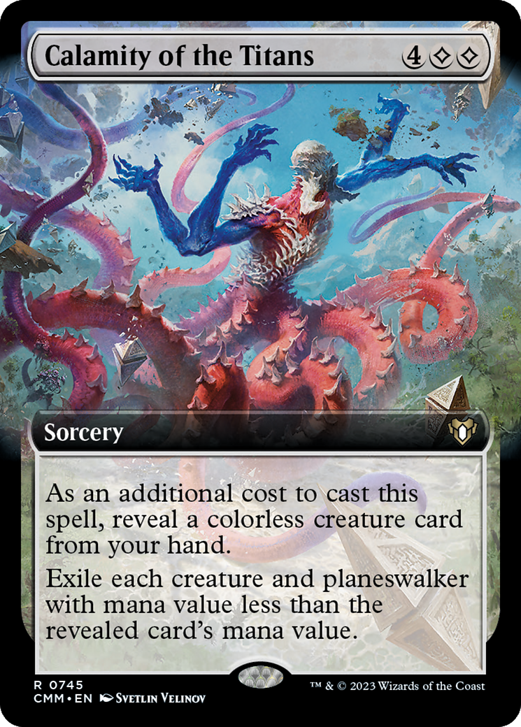Calamity of the Titans (Extended Art) [Commander Masters] | Dumpster Cat Games
