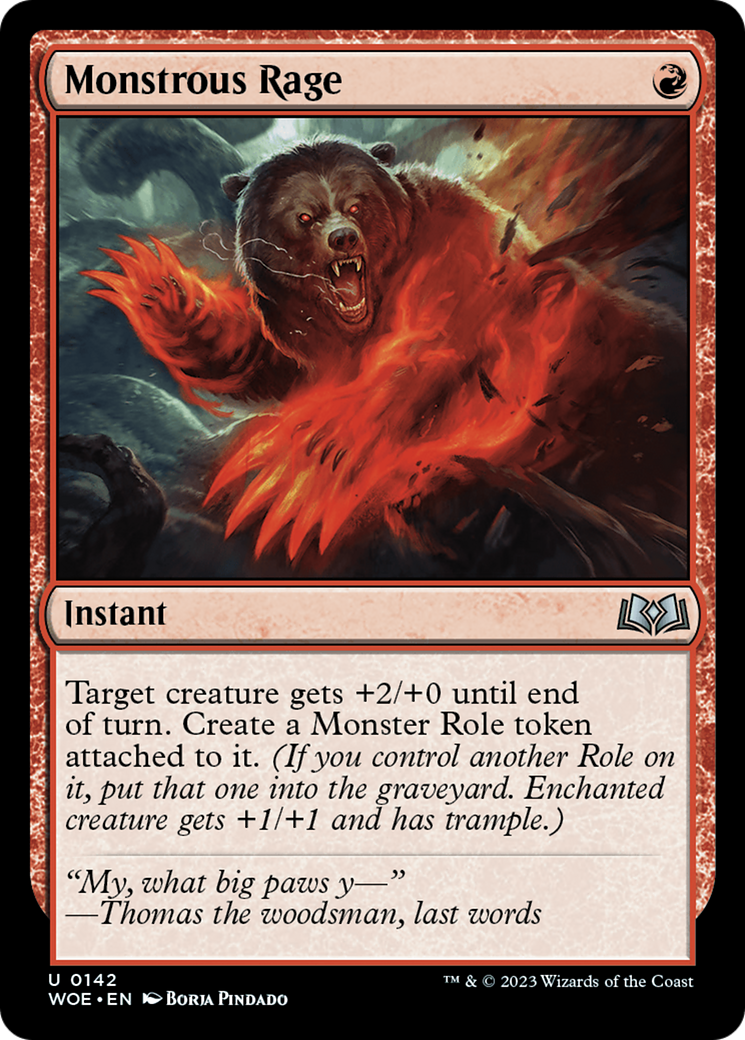Monstrous Rage [Wilds of Eldraine] | Dumpster Cat Games