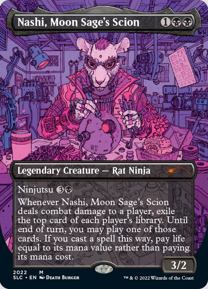 Nashi, Moon Sage's Scion (Borderless) [Secret Lair Countdown Kit] | Dumpster Cat Games