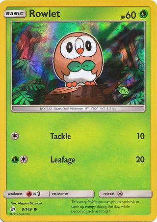 Rowlet (9/149) (Water Web Holo) [Sun & Moon: Base Set] | Dumpster Cat Games