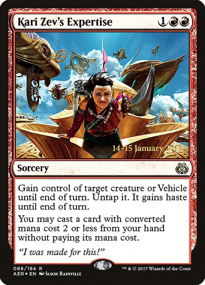 Kari Zev's Expertise [Aether Revolt Prerelease Promos] | Dumpster Cat Games
