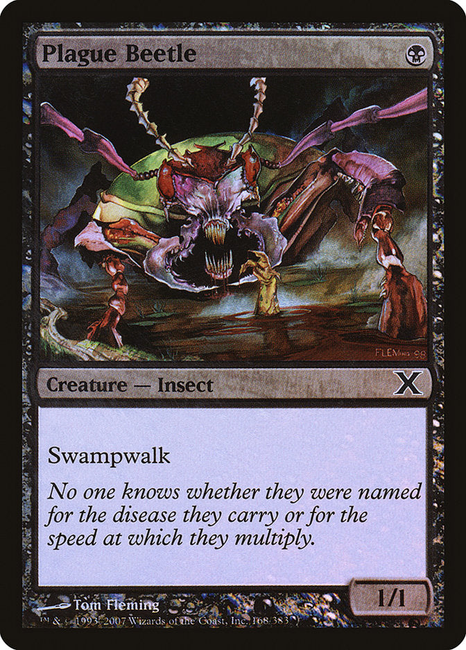 Plague Beetle (Premium Foil) [Tenth Edition] | Dumpster Cat Games