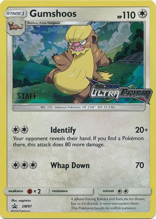 Gumshoos (SM97) (Staff Prerelease Promo) [Sun & Moon: Black Star Promos] | Dumpster Cat Games