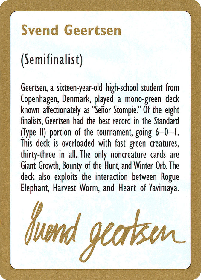Svend Geertsen Bio [World Championship Decks 1997] | Dumpster Cat Games