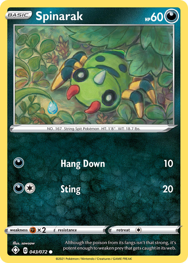 Spinarak (043/072) [Sword & Shield: Shining Fates] | Dumpster Cat Games