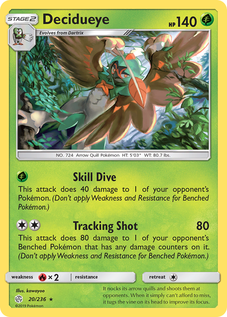 Decidueye (20/236) [Sun & Moon: Cosmic Eclipse] | Dumpster Cat Games