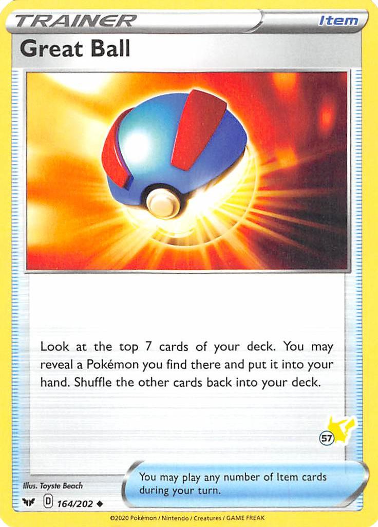 Great Ball (164/202) (Pikachu Stamp #57) [Battle Academy 2022] | Dumpster Cat Games