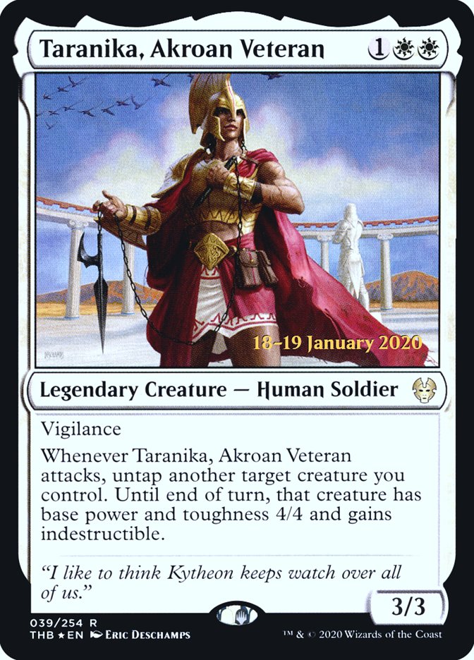 Taranika, Akroan Veteran [Theros Beyond Death Prerelease Promos] | Dumpster Cat Games