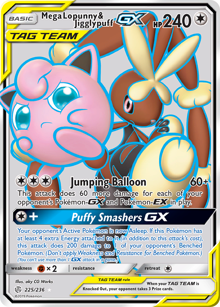 Mega Lopunny & Jigglypuff GX (225/236) [Sun & Moon: Cosmic Eclipse] | Dumpster Cat Games