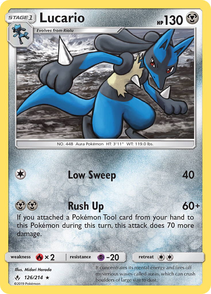Lucario (126/214) [Sun & Moon: Unbroken Bonds] | Dumpster Cat Games