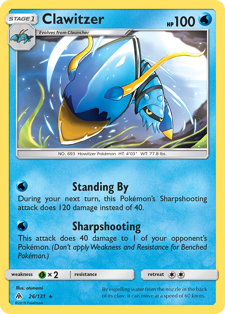Clawitzer (26/131) [Sun & Moon: Forbidden Light] | Dumpster Cat Games
