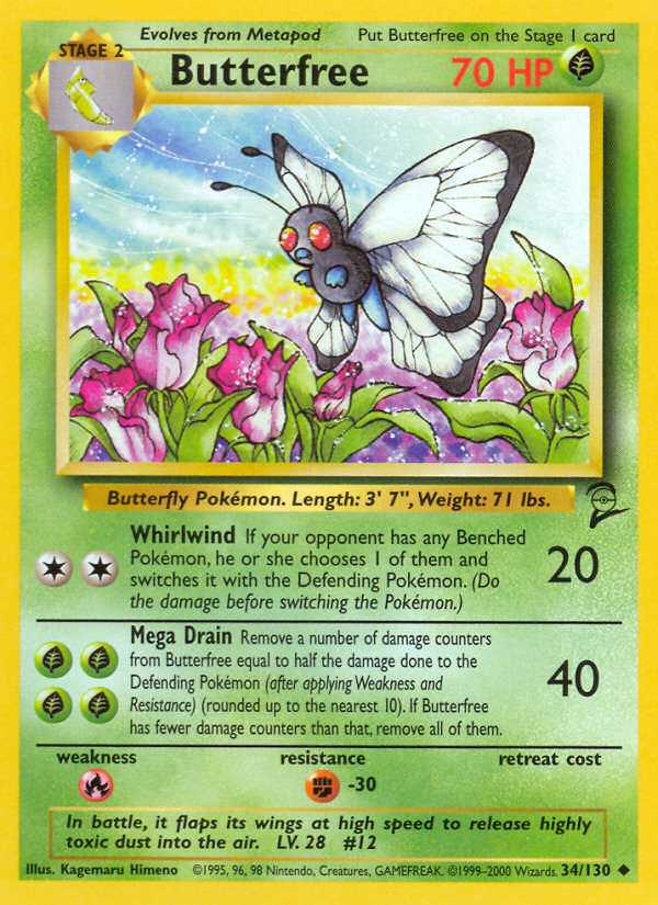 Butterfree (34/130) [Base Set 2] | Dumpster Cat Games