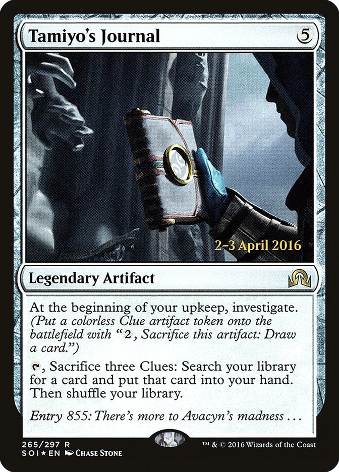 Tamiyo's Journal [Shadows over Innistrad Prerelease Promos] | Dumpster Cat Games