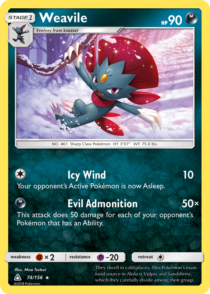 Weavile (74/156) [Sun & Moon: Ultra Prism] | Dumpster Cat Games