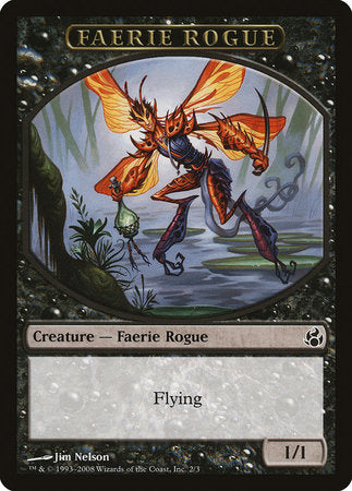 Faerie Rogue Token (Black) [Morningtide Tokens] | Dumpster Cat Games