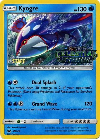 Kyogre (SM129) (Staff Prerelease Promo) [Sun & Moon: Black Star Promos] | Dumpster Cat Games