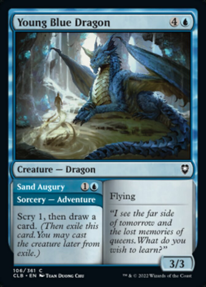 Young Blue Dragon // Sand Augury [Commander Legends: Battle for Baldur's Gate] | Dumpster Cat Games
