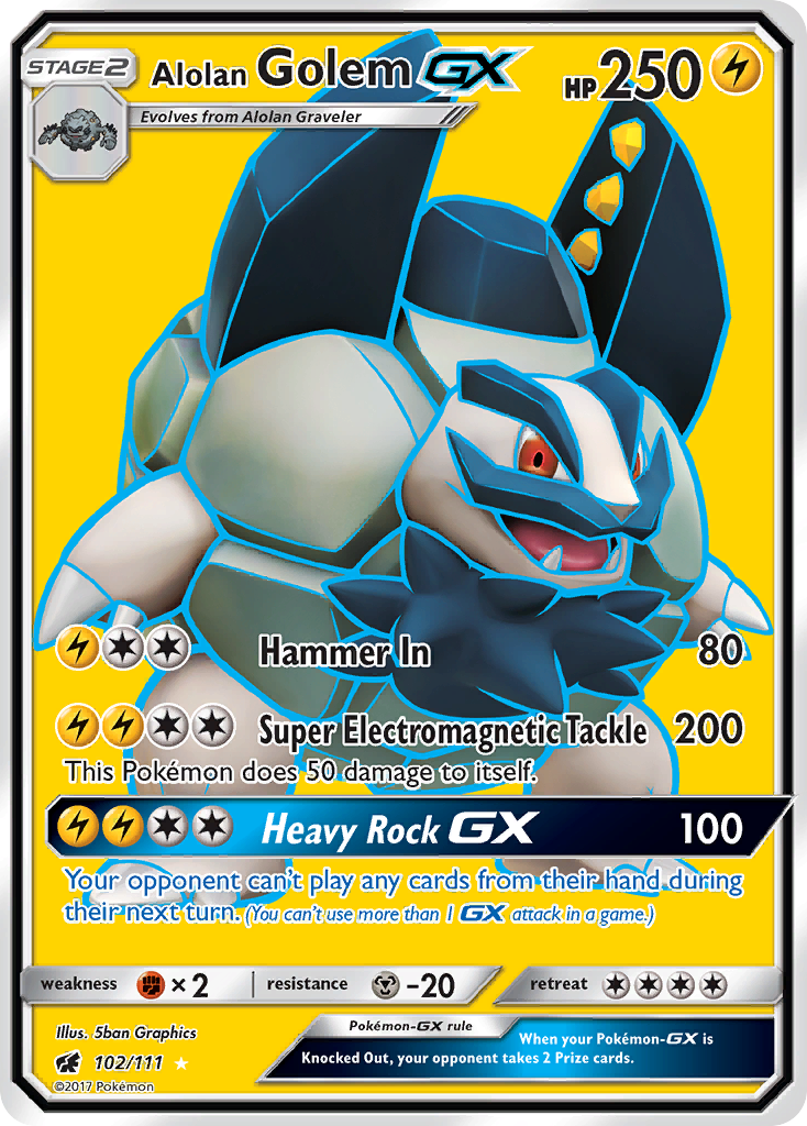 Alolan Golem GX (102/111) [Sun & Moon: Crimson Invasion] | Dumpster Cat Games